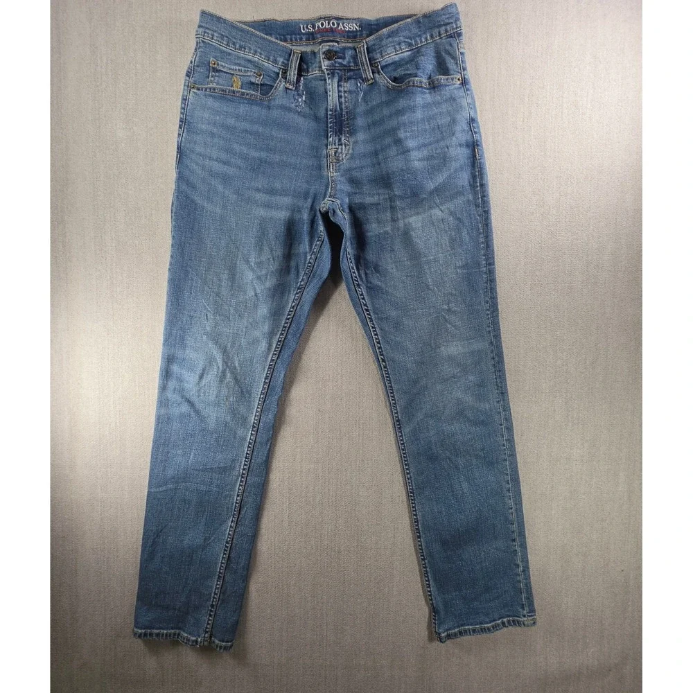 U.S. Polo Assn. Jeans Mens 34x32 Blue Straight Leg Stretch Denim Pants